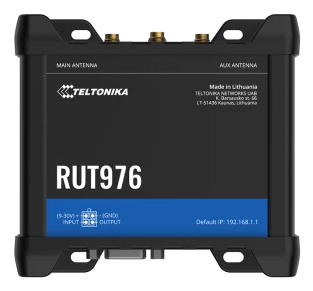 RUT976 - Teltonika RUT976, mobile network router, black, DIN rail/wall mounting, industrial, Gigabit Ethernet, TCP, UDP, IPv4, IPv6, ICMP, NTP, DNS, HTTP, HTTPS, SFTP, FTP, SMTP, SSL v3, TLS, ARP, VRRP, PPP,...