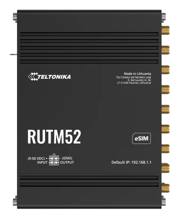 RUTM52 – Teltonika RUTM52, Wi-Fi 5 (802.11ac), dual-band (2.4 GHz/5 GHz), Ethernet/LAN, 5G, black, industrial router