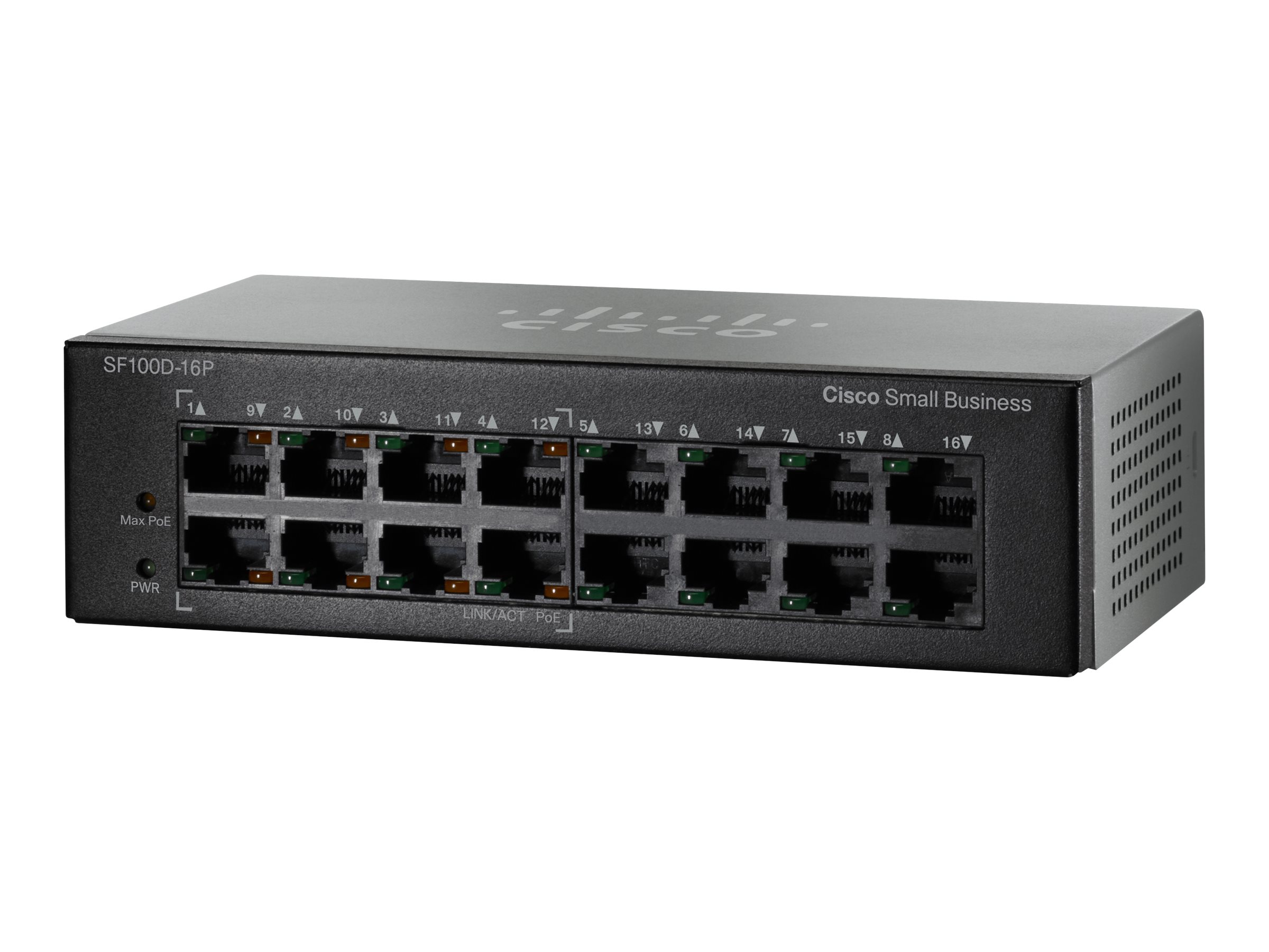 SF100D-16-EU - Cisco Small Business Switch, unmanaged, 8 x 10/100 (PoE)