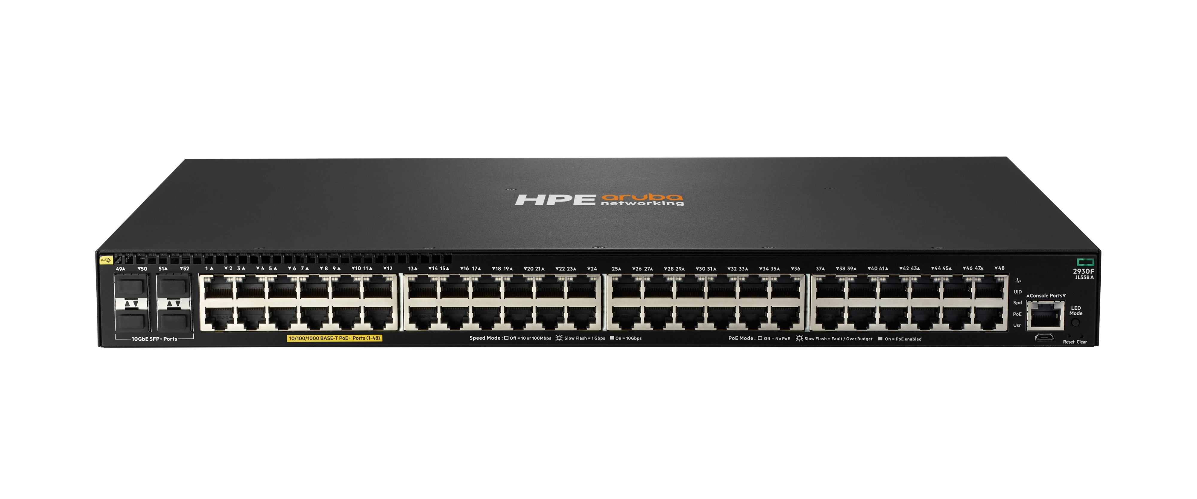 JL558A - HPE Aruba 2930F 48G PoE+ 4SFP+ Switch, L3 managed, 48x 10/100/1000, PoE+