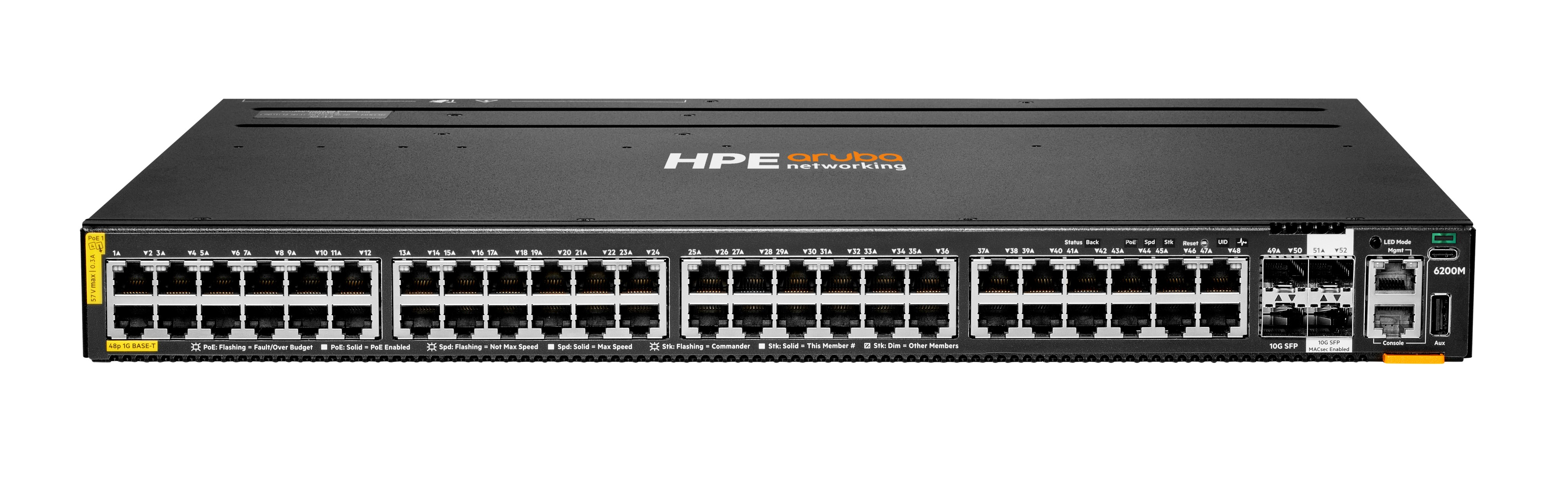 R8Q70A - HPE Aruba 6200M 48G PoE+ 4SFP+ Switch, 10km Stacking, L3, Managed, 48x 10/100/1000