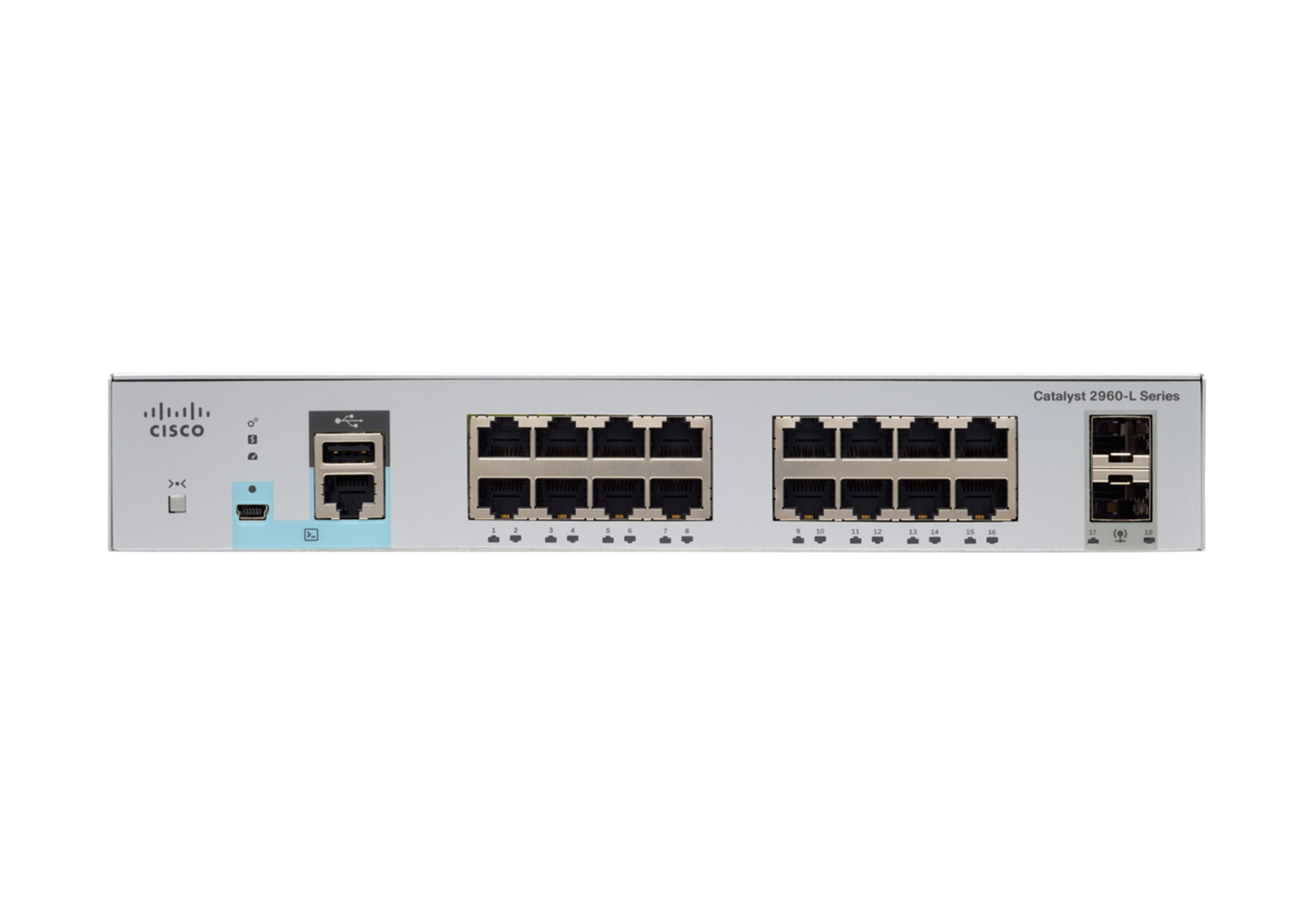 WS-C2960L-SM-16TS - Cisco Catalyst Smart Switch, 16 x 10/100/1000 + 2 x Gigabit SFP