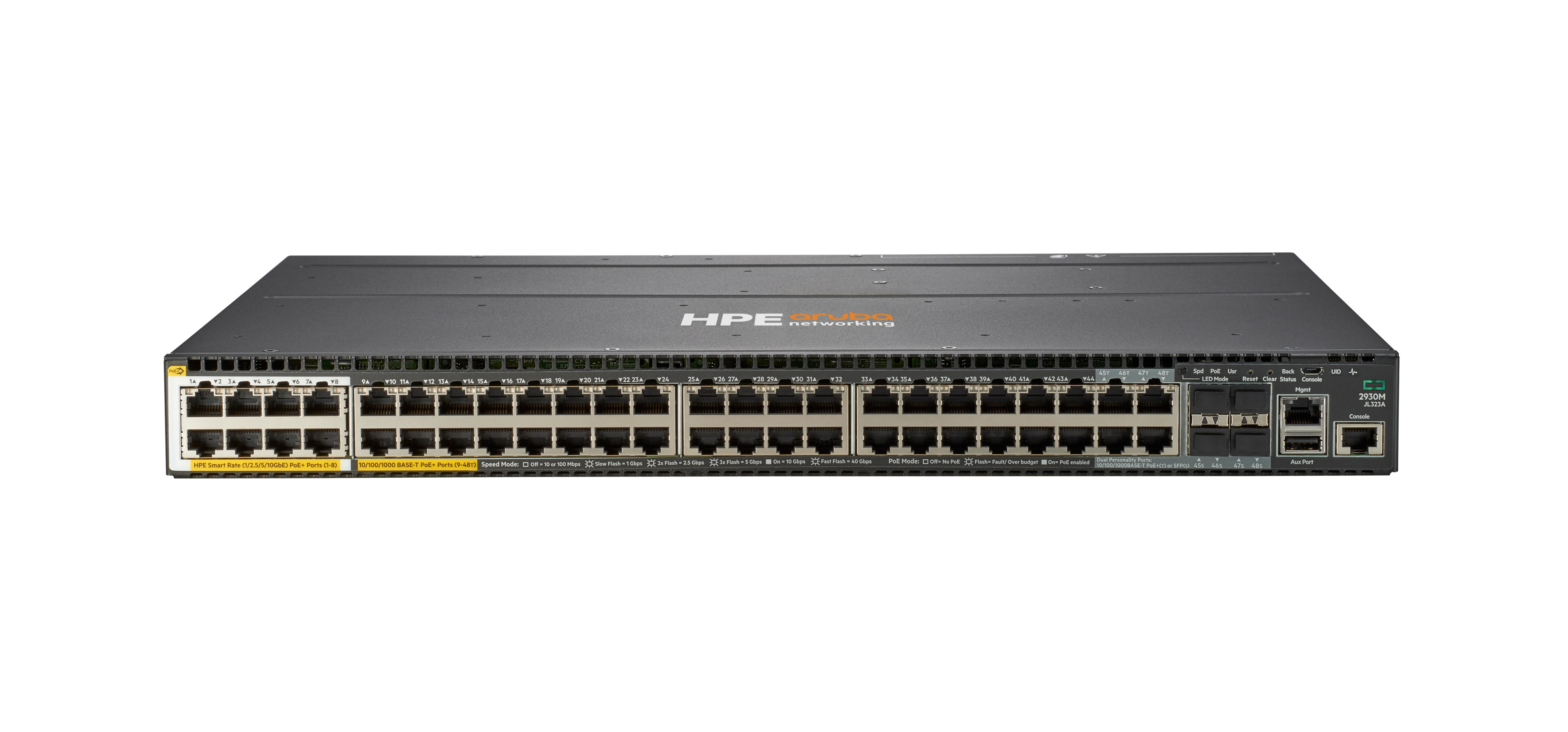 JL323A - HPE Aruba 2930M 40G 8 Smart Rate PoE+ Switch, L3 managed, 36x 10/100/1000